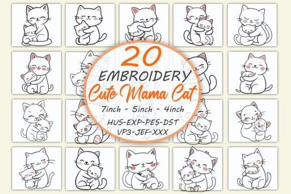 Download Cute Mama Cat Embroidery Bundle - Cute Collection