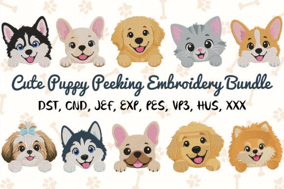 Download Cute Puppy Peeking Embroidery - Cute Collection