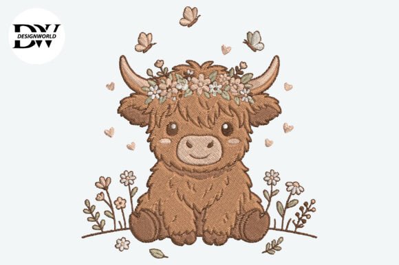 Download Cute Baby Highland Cow Embroidery Design - Cute Collection