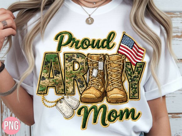 Download Proud Army Mom Embroidery PNG T-SHIRT - Premium Bundle