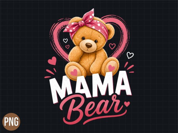 Download Cute Pink Bow Mama Bear PNG T-Shirt - Cute Collection