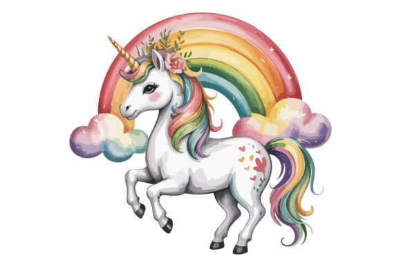 Download Cute Rainbow Unicorn PNG Clipart Design - Cute Collection
