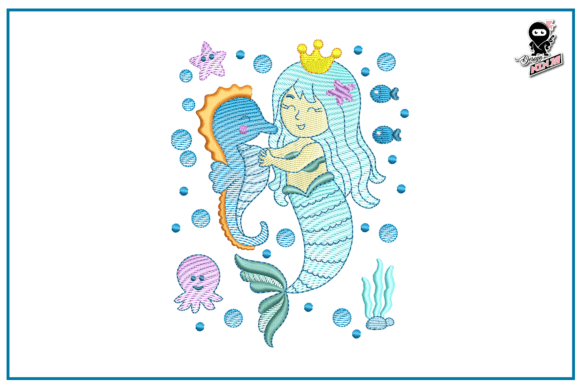 Download Cute Baby Mermaid, Embroidery for Girls - Cute Collection