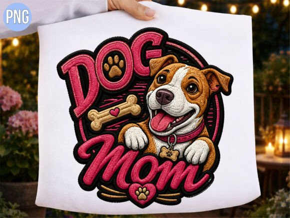 Download Cute Dog Mom Embroidery PNG T-Shirt - Premium Bundle