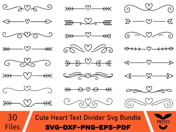 Download Cute Heart Text Divider Svg Bundle - Cute Collection