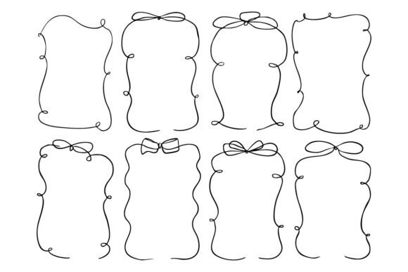 Download Cute Hand Drawn Ribbon Bow Frame Label - Cute Collection